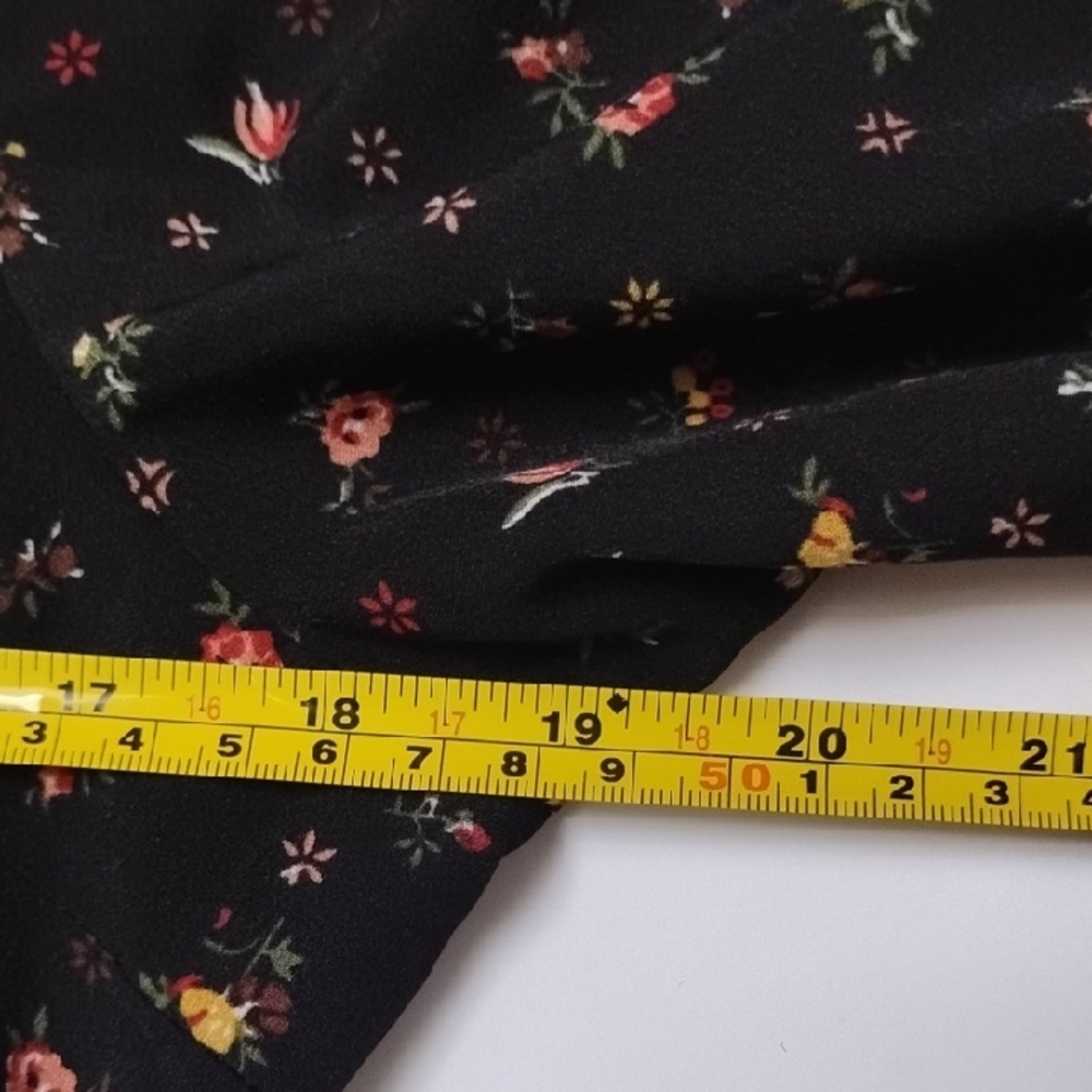 Black Ditsy Floral Feminine Girly Boho Cottagecore Long Sleeve Maxi Dress - Picture 11 of 11